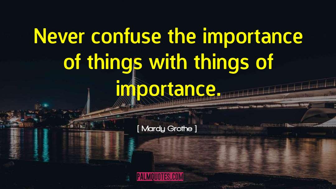 Mardy Grothe Quotes: Never confuse the importance of