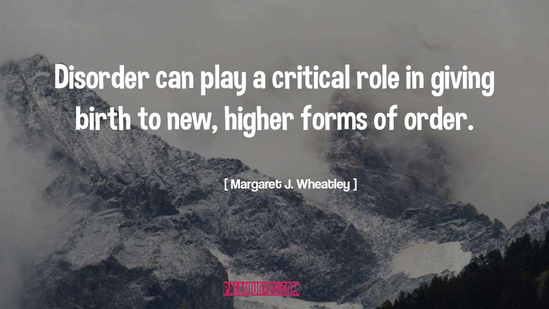 Margaret J. Wheatley Quotes: Disorder can play a critical