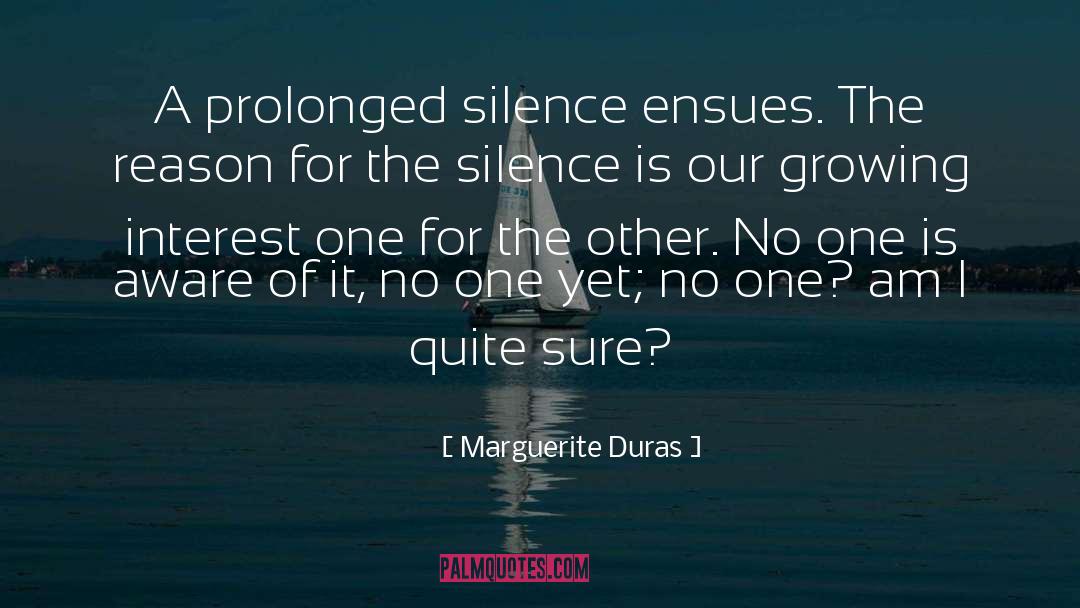 Marguerite Duras Quotes: A prolonged silence ensues. The