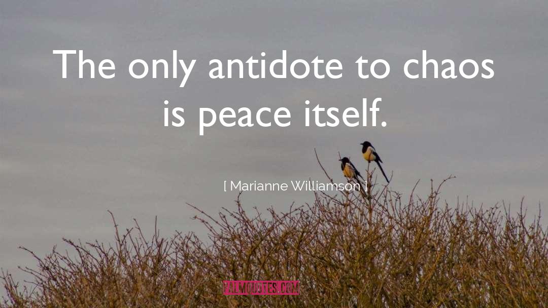 Marianne Williamson Quotes: The only antidote to chaos