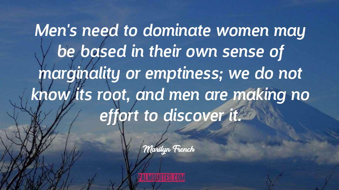 Marilyn French Quotes: Men's need to dominate women