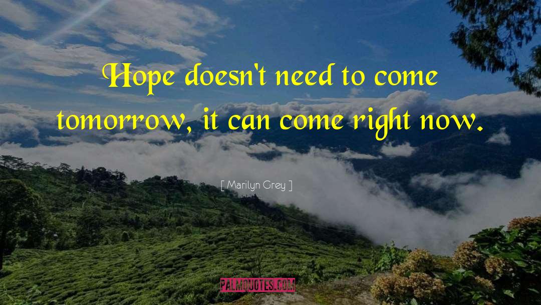 Marilyn Grey Quotes: Hope doesn't need to come