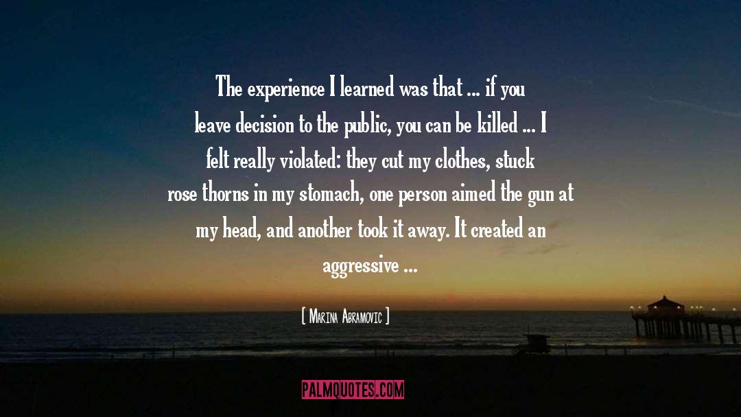 Marina Abramovic Quotes: The experience I learned was