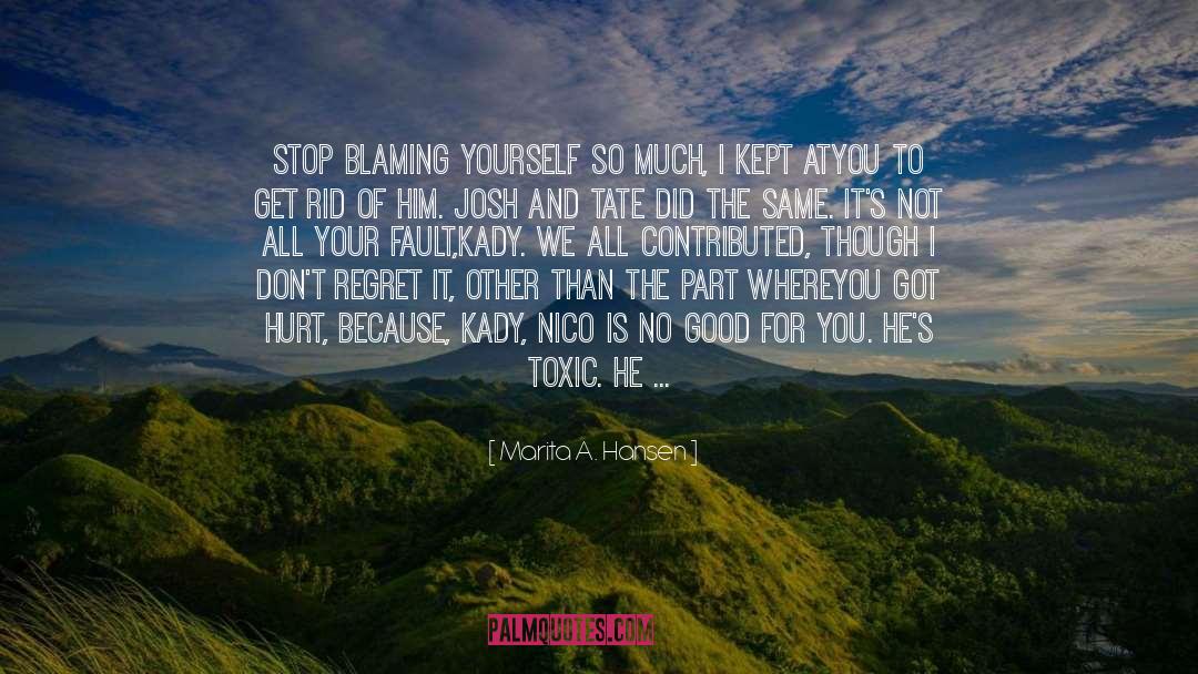 Marita A. Hansen Quotes: Stop blaming yourself so much,