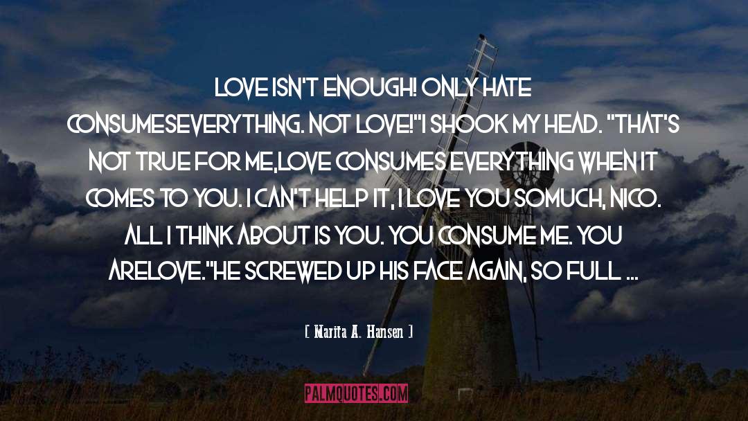 Marita A. Hansen Quotes: Love isn't enough! Only hate