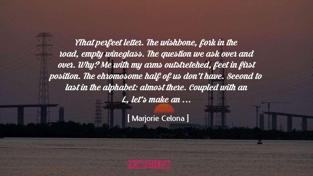 Marjorie Celona Quotes: Y<br>That perfect letter. The wishbone,