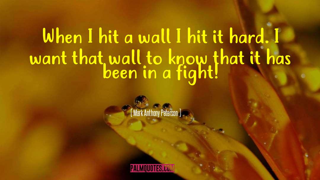 Mark Anthony Peterson Quotes: When I hit a wall