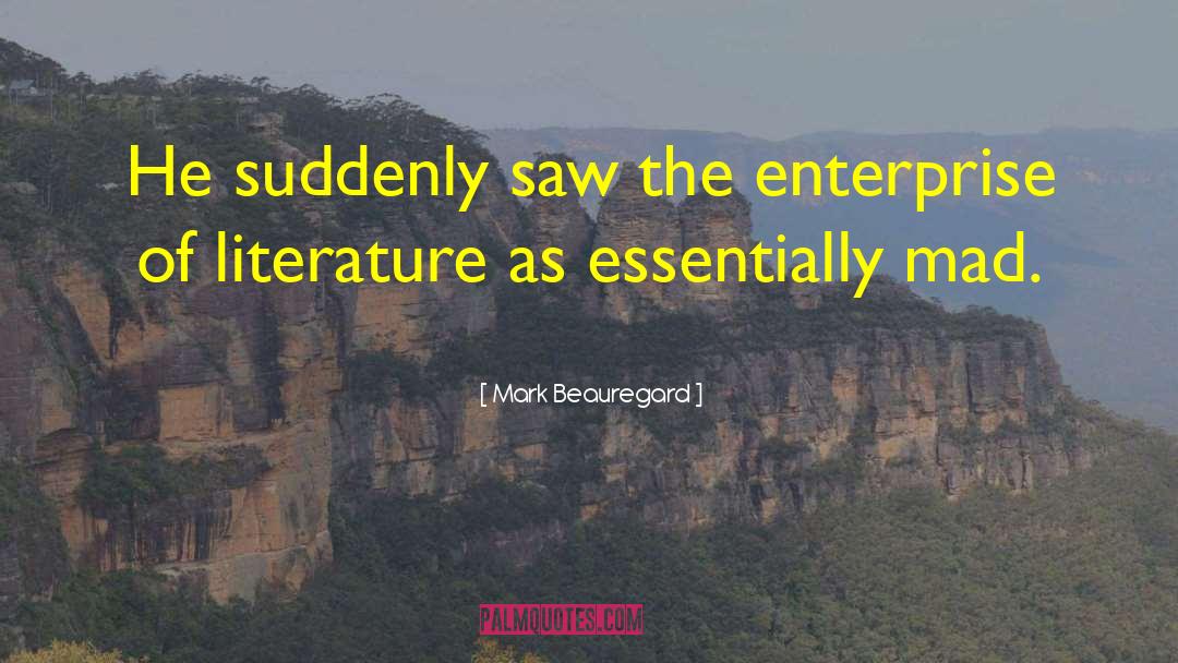 Mark Beauregard Quotes: He suddenly saw the enterprise