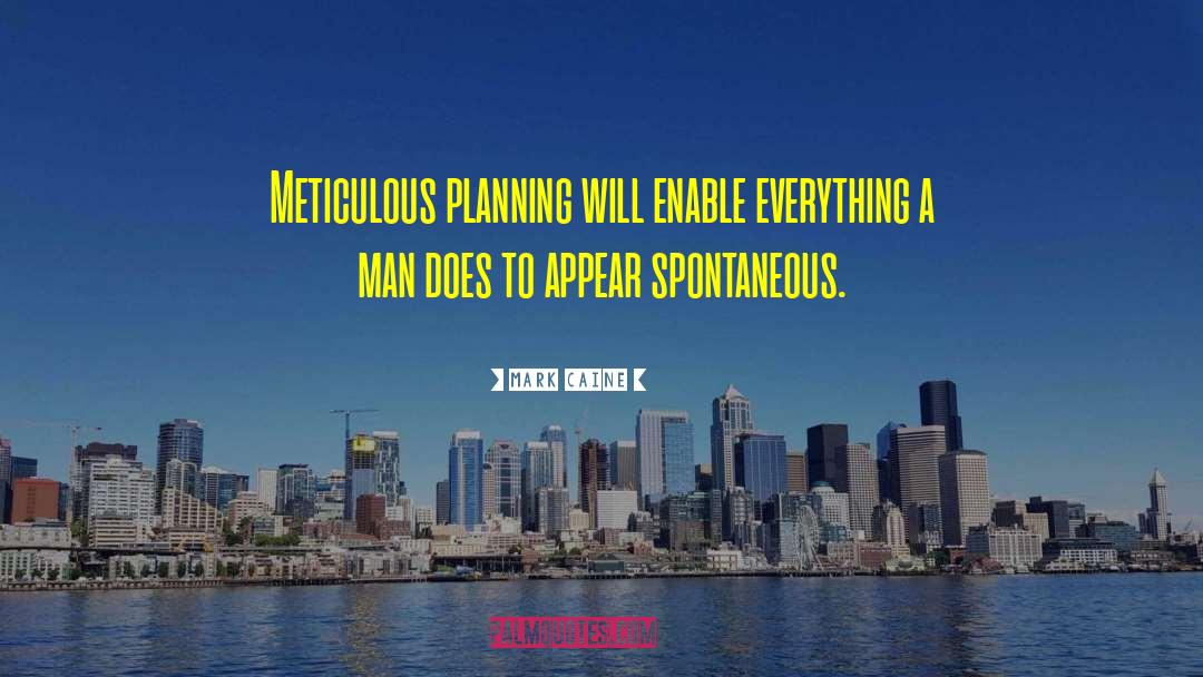 Mark Caine Quotes: Meticulous planning will enable everything