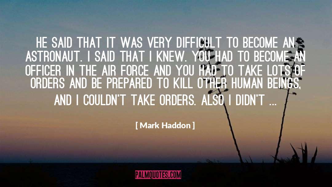 Mark Haddon Quotes: He said that it was