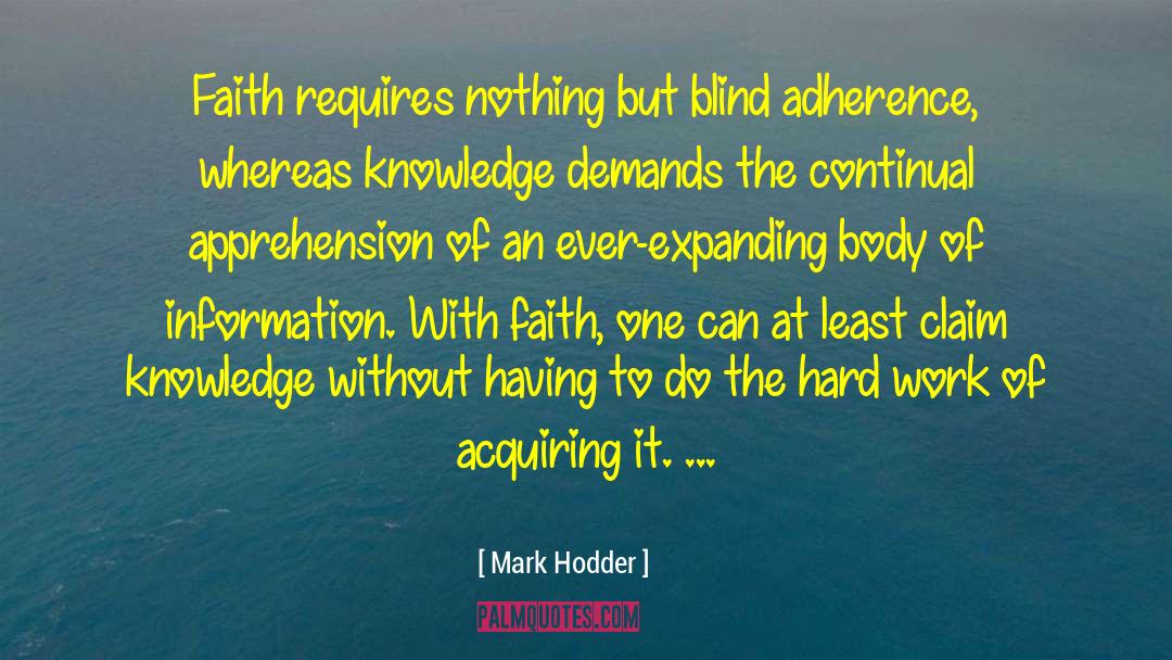 Mark Hodder Quotes: Faith requires nothing but blind