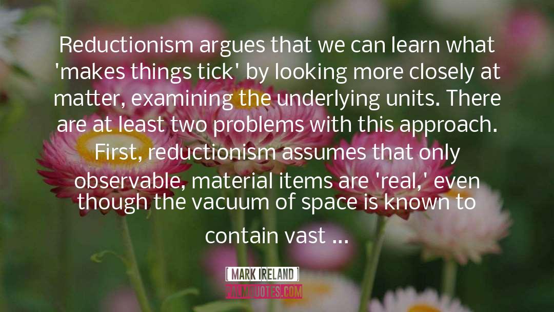 Mark Ireland Quotes: Reductionism argues that we can