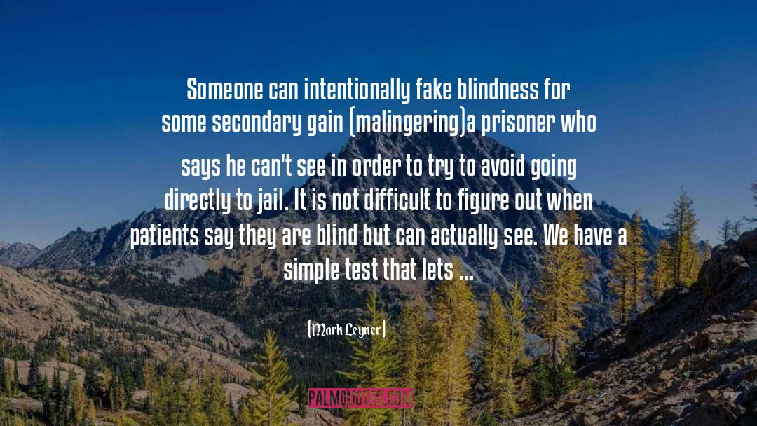 Mark Leyner Quotes: Someone can intentionally fake blindness