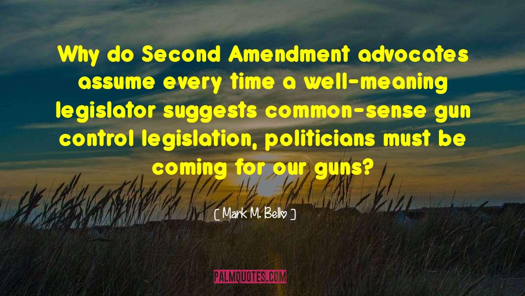Mark M. Bello Quotes: Why do Second Amendment advocates