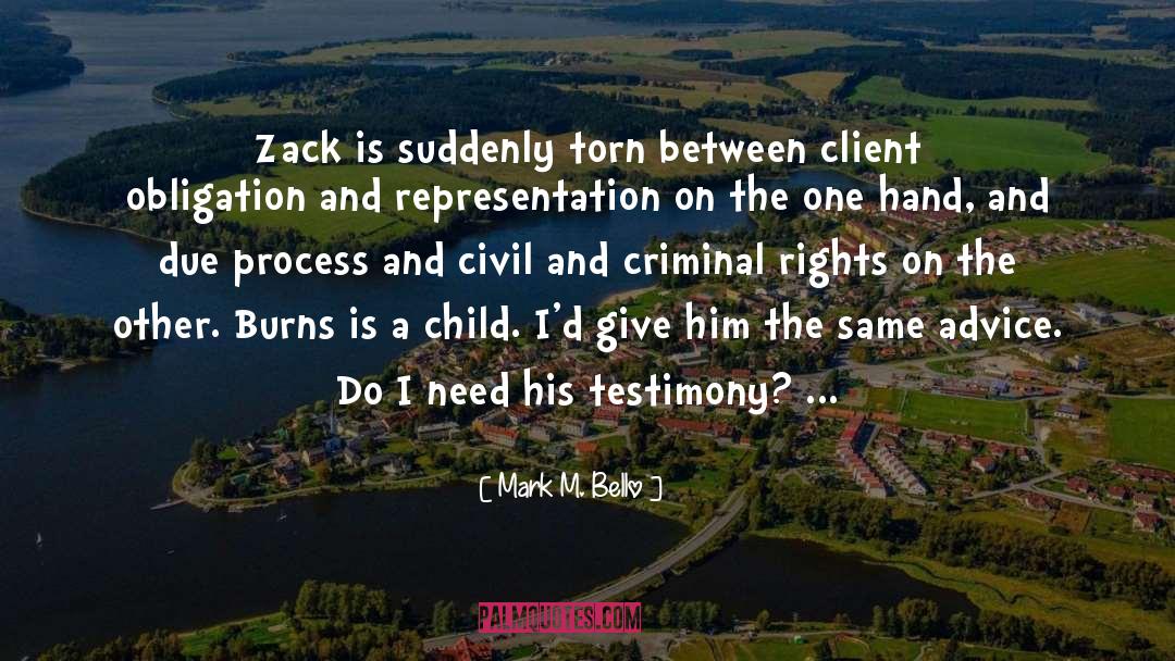 Mark M. Bello Quotes: Zack is suddenly torn between