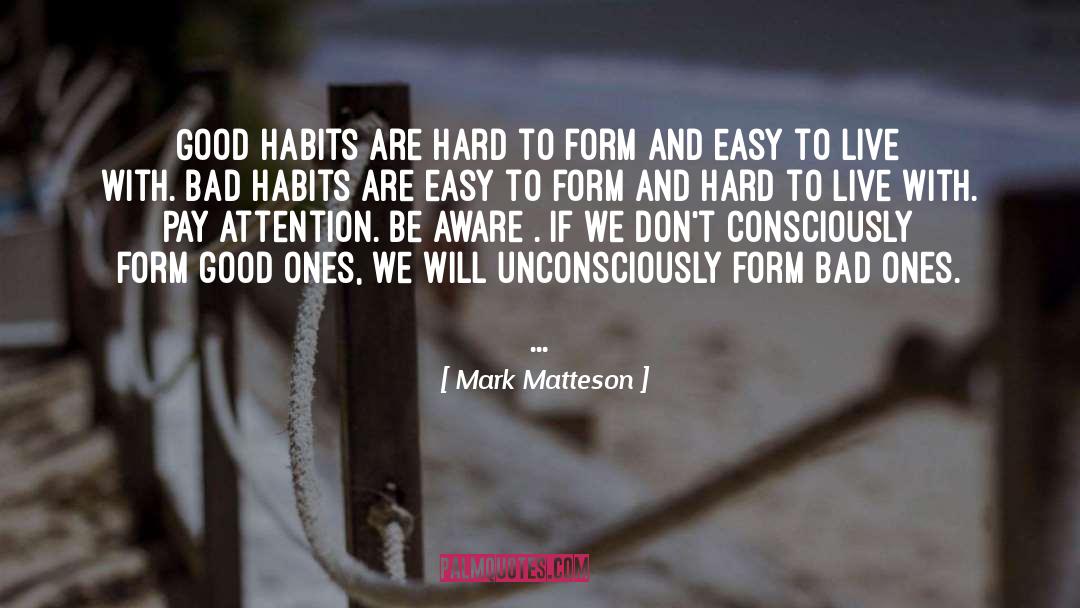Mark Matteson Quotes: Good habits are hard to