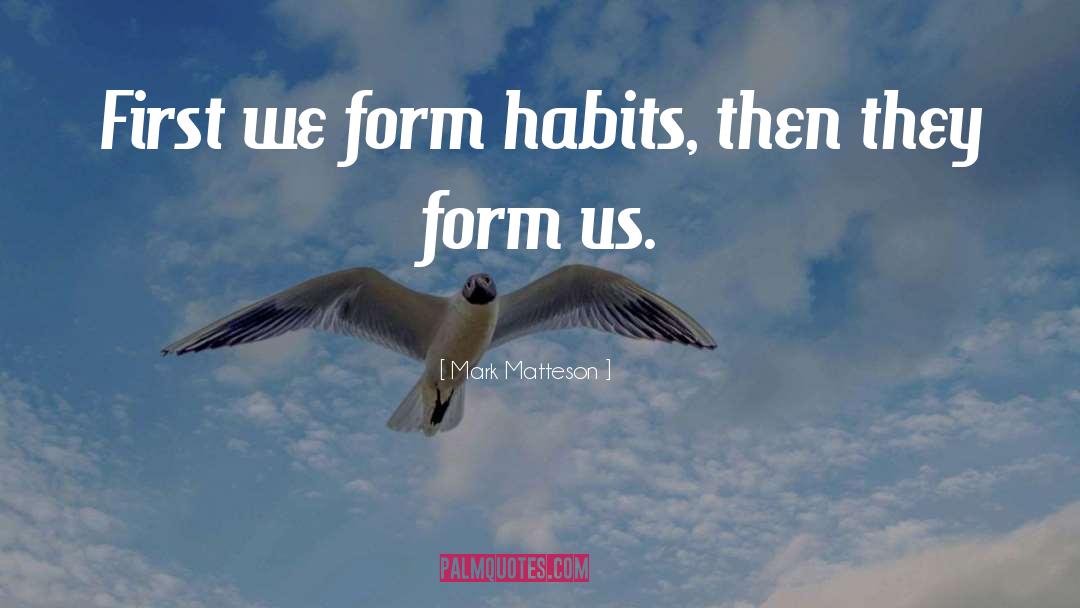 Mark Matteson Quotes: First we form habits, then