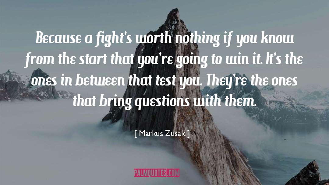 Markus Zusak Quotes: Because a fight's worth nothing