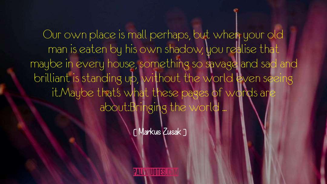 Markus Zusak Quotes: Our own place is mall