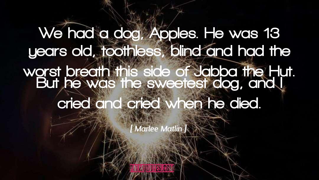 Marlee Matlin Quotes: We had a dog, Apples.