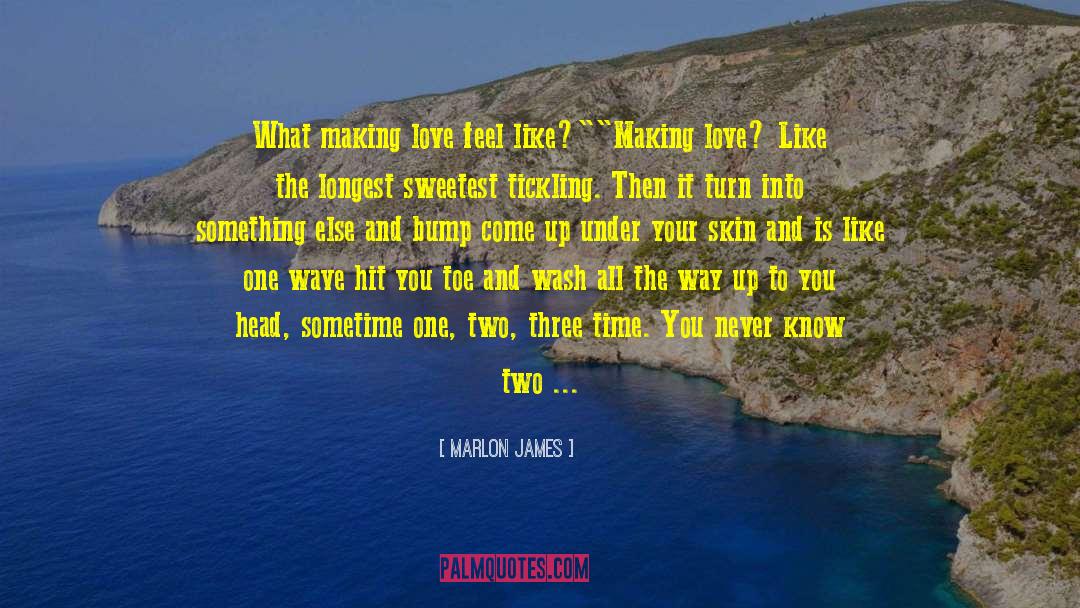 Marlon James Quotes: What making love feel like?