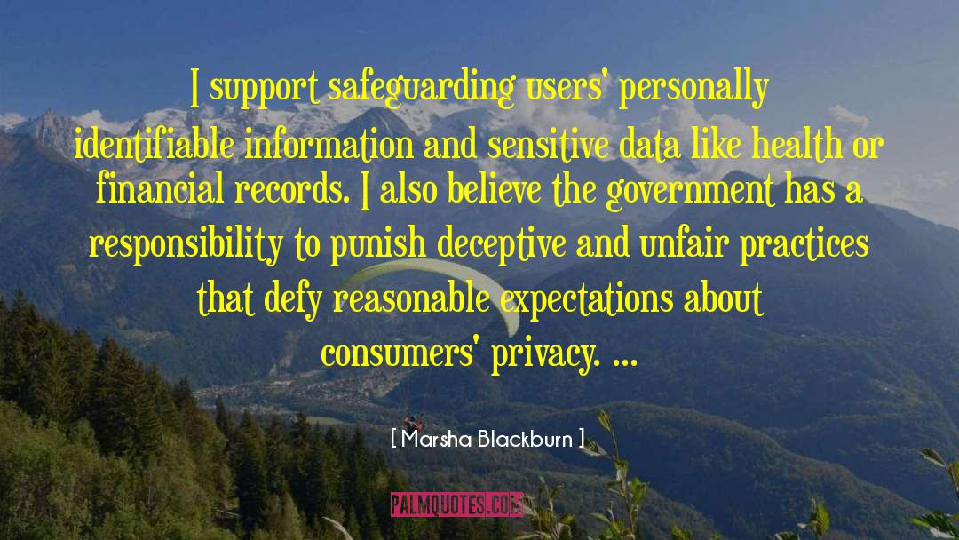 Marsha Blackburn Quotes: I support safeguarding users' personally