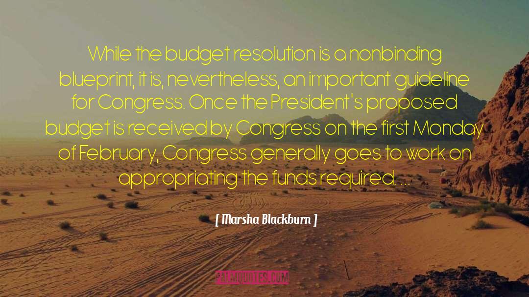 Marsha Blackburn Quotes: While the budget resolution is