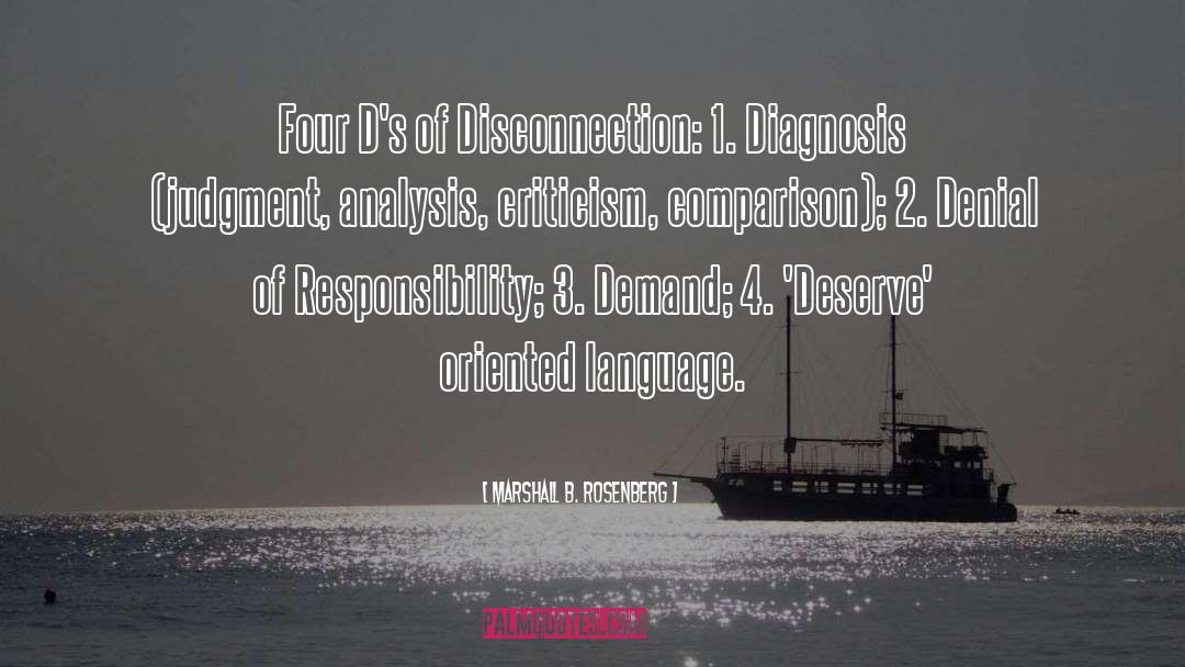 Marshall B. Rosenberg Quotes: Four D's of Disconnection: 1.