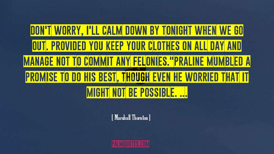 Marshall Thornton Quotes: Don't worry, I'll calm down