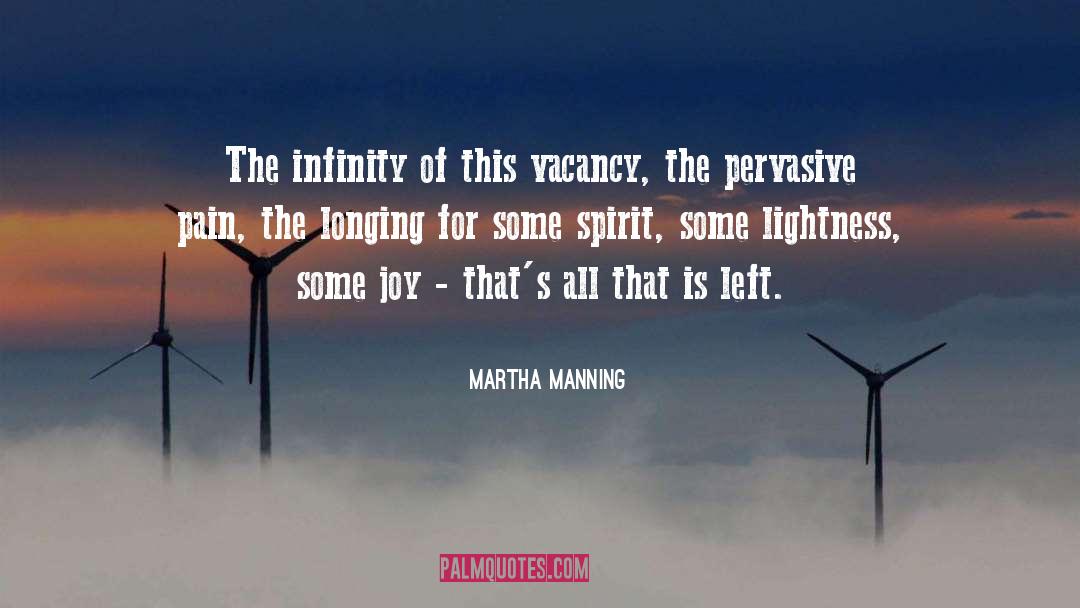 Martha Manning Quotes: The infinity of this vacancy,