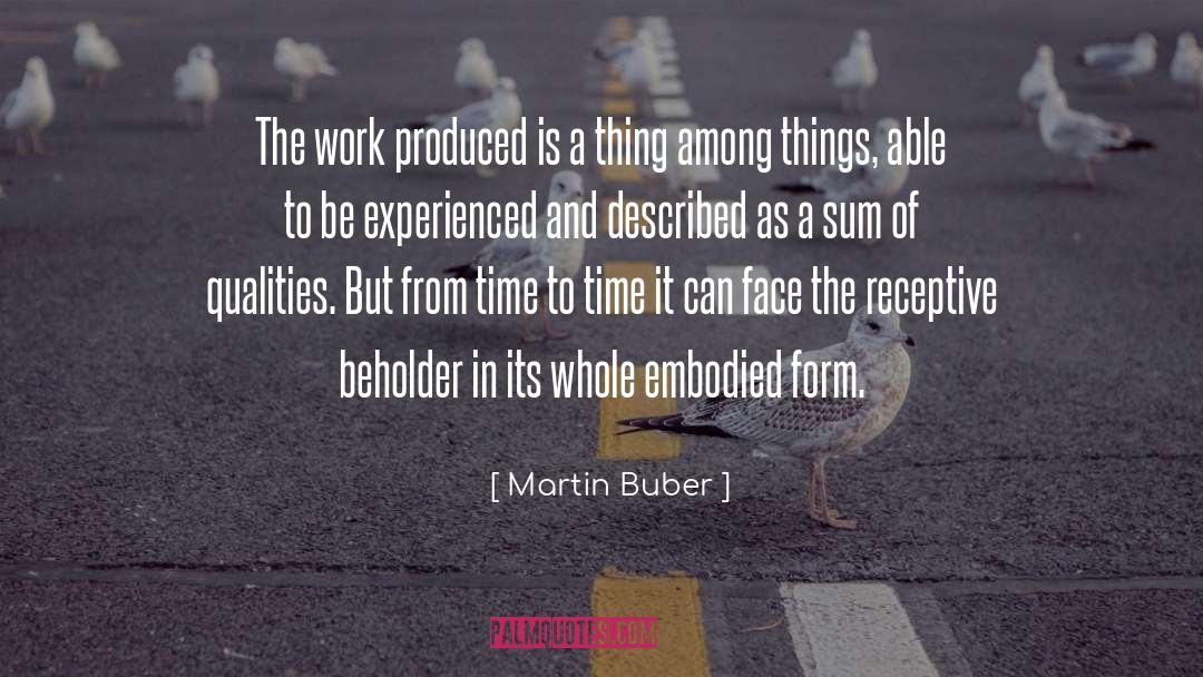 Martin Buber Quotes: The work produced is a