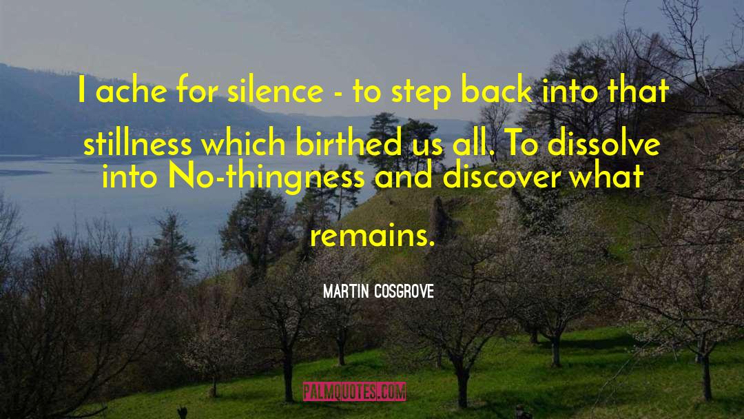 Martin Cosgrove Quotes: I ache for silence -