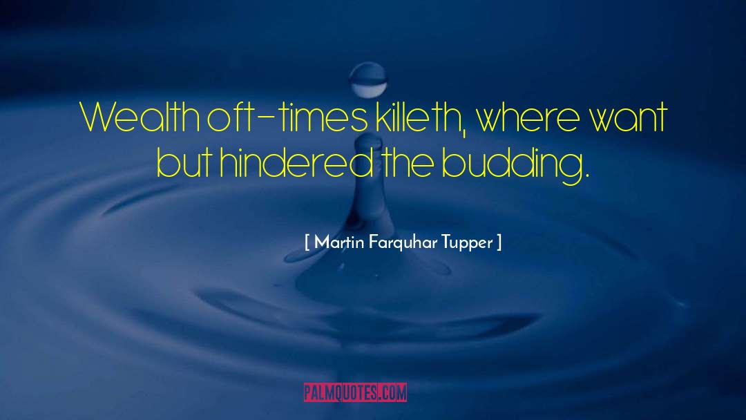 Martin Farquhar Tupper Quotes: Wealth oft-times killeth, where want