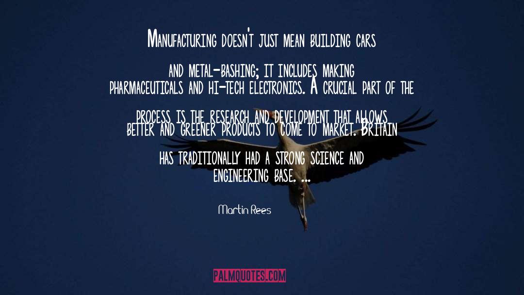 Martin Rees Quotes: Manufacturing doesn't just mean building