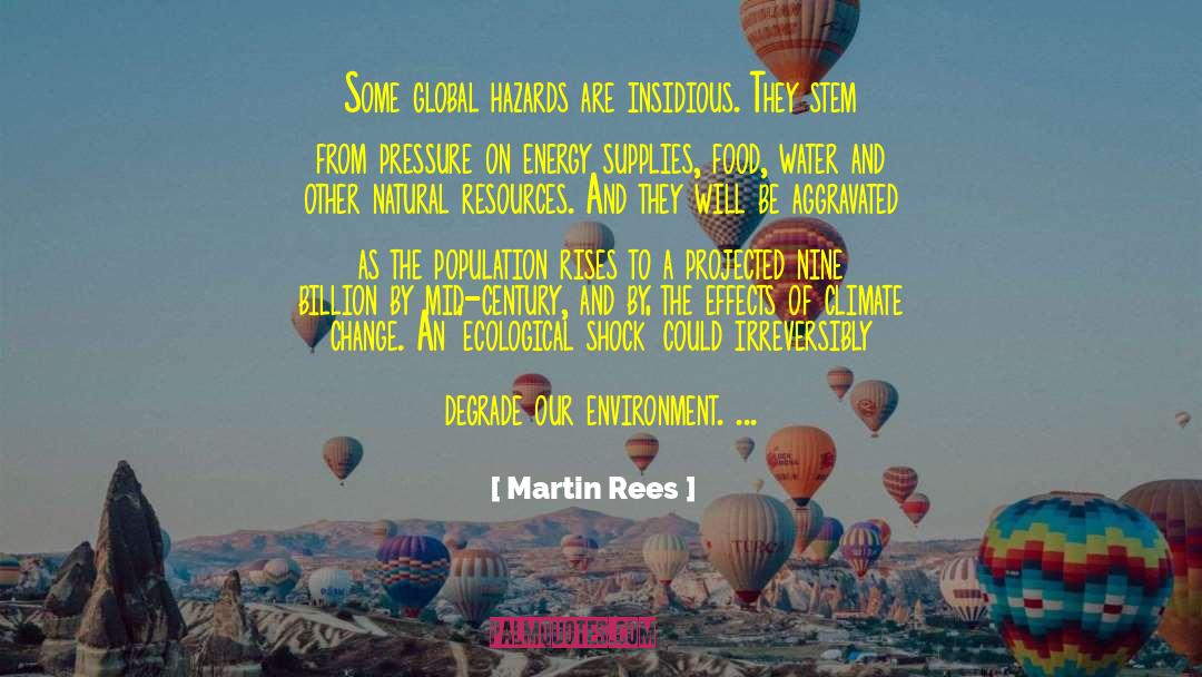 Martin Rees Quotes: Some global hazards are insidious.