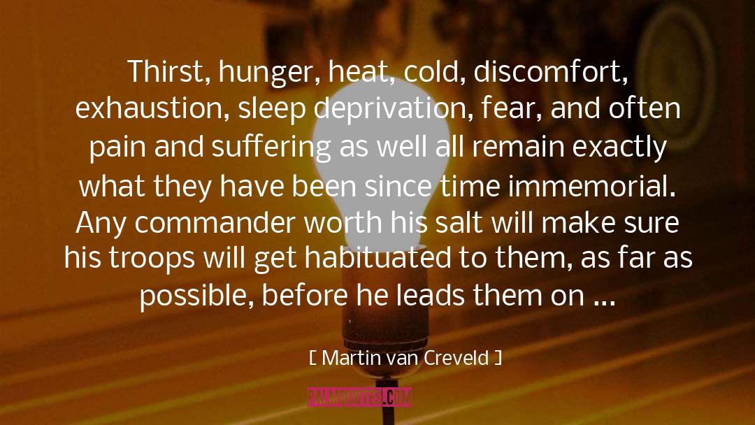 Martin Van Creveld Quotes: Thirst, hunger, heat, cold, discomfort,