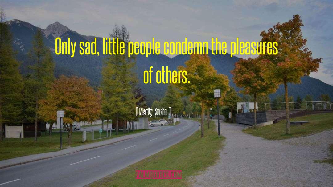 Marty Rubin Quotes: Only sad, little people condemn