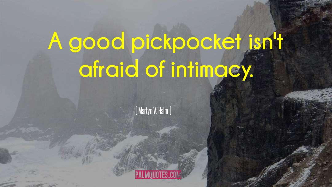 Martyn V. Halm Quotes: A good pickpocket isn't afraid