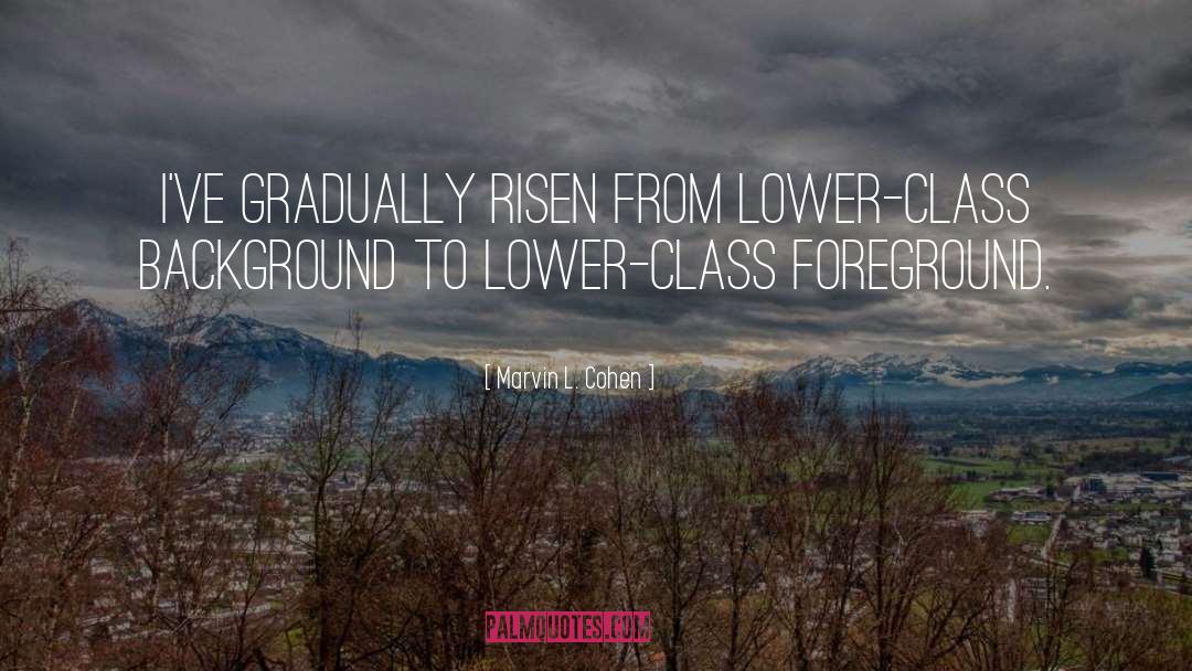 Marvin L. Cohen Quotes: I've gradually risen from lower-class