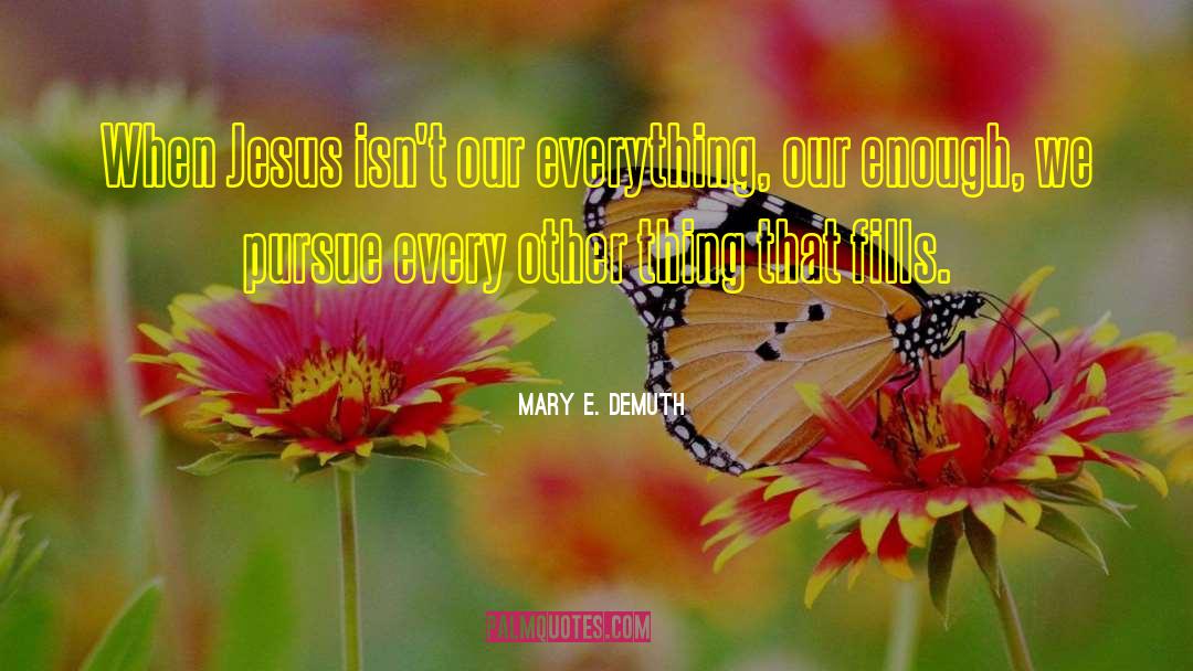 Mary E. DeMuth Quotes: When Jesus isn't our everything,