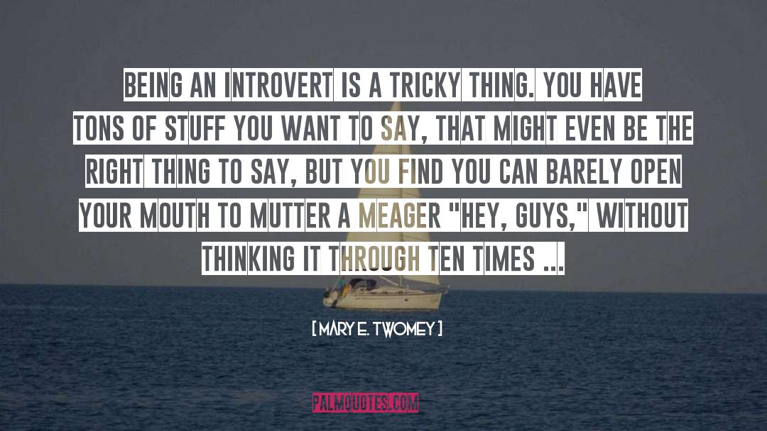 Mary E. Twomey Quotes: Being an introvert is a