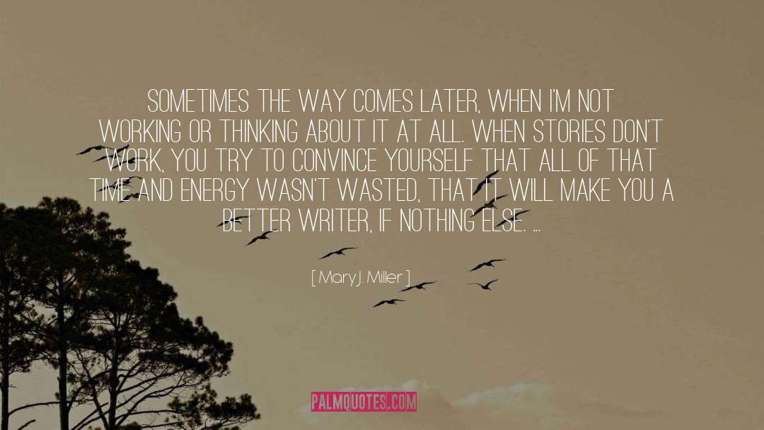 Mary J. Miller Quotes: Sometimes the way comes later,
