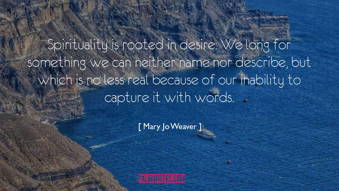 Mary Jo Weaver Quotes: Spirituality is rooted in desire.