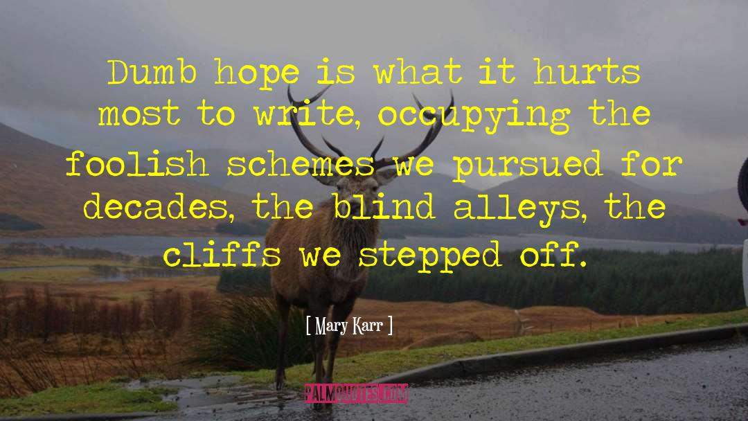 Mary Karr Quotes: Dumb hope is what it