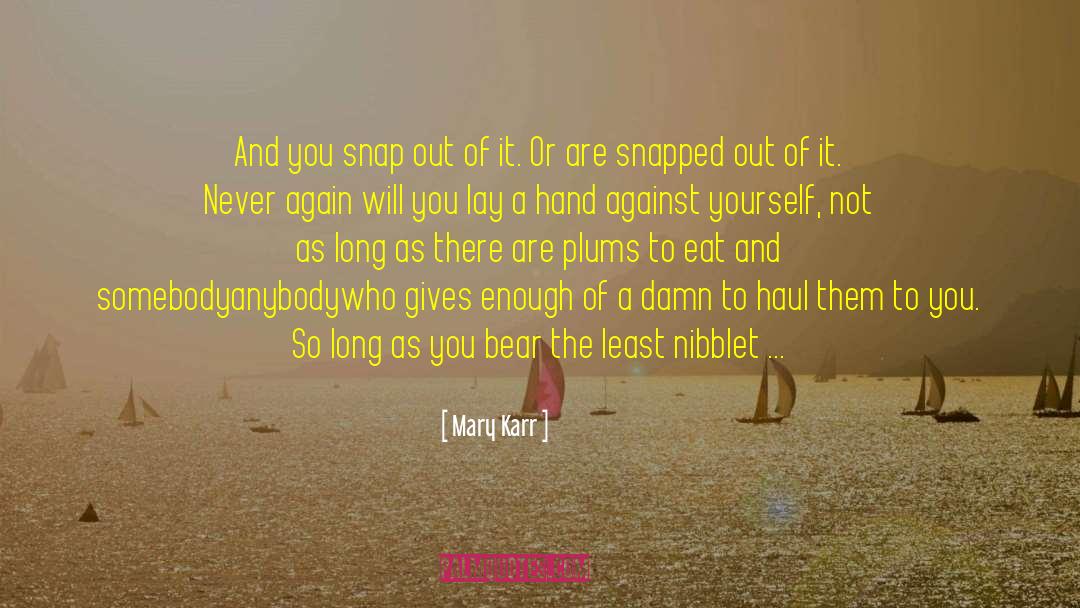 Mary Karr Quotes: And you snap out of