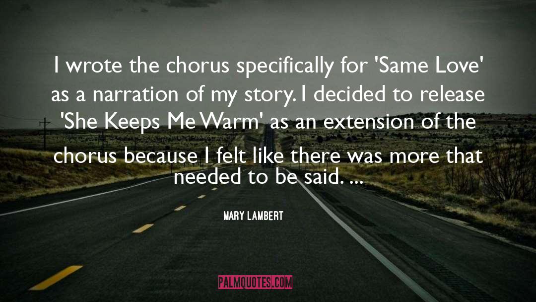 Mary Lambert Quotes: I wrote the chorus specifically