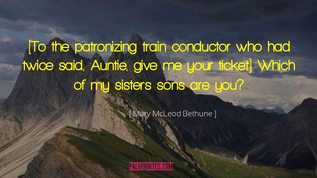 Mary McLeod Bethune Quotes: [To the patronizing train conductor