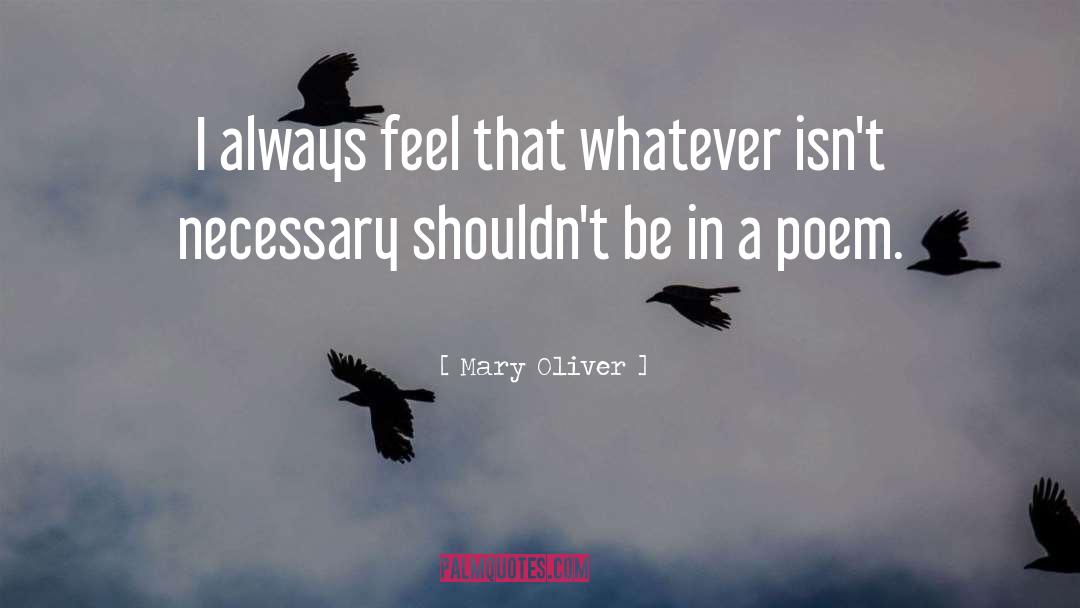 Mary Oliver Quotes: I always feel that whatever