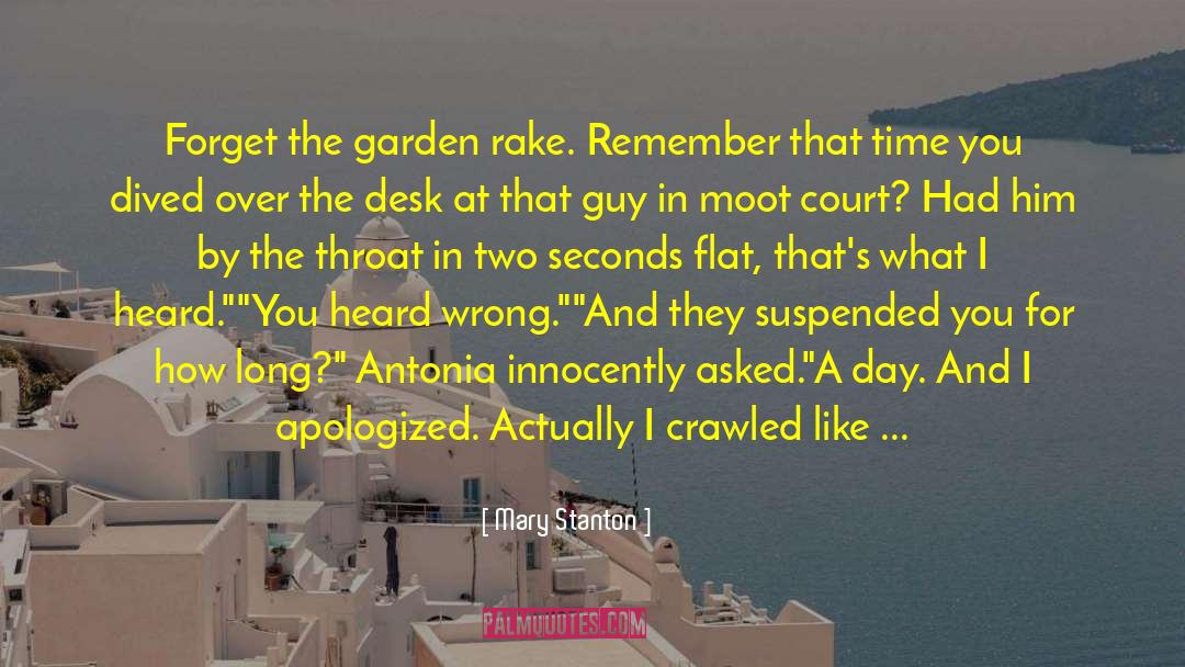 Mary Stanton Quotes: Forget the garden rake. Remember