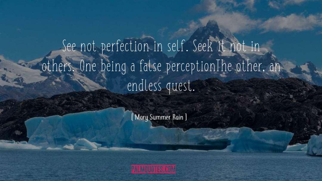 Mary Summer Rain Quotes: See not perfection in self.